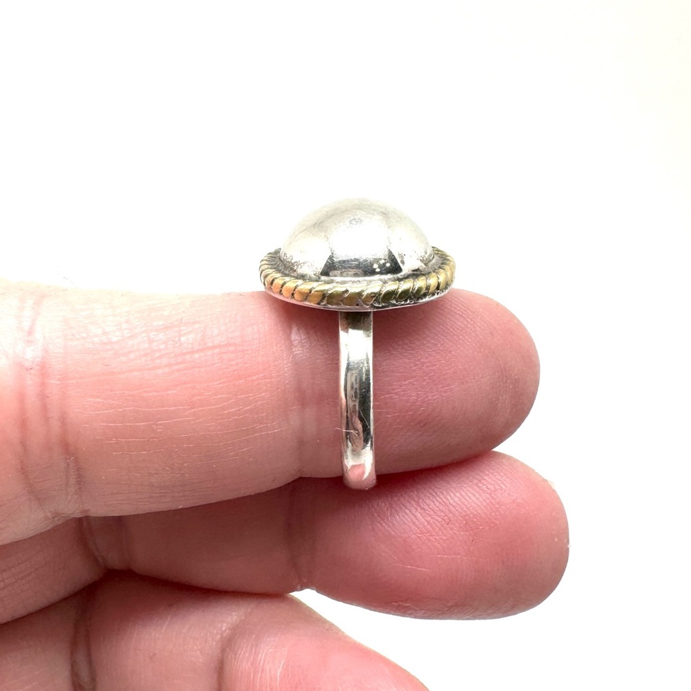 Vintage Taxco LATON Sterling Silver Two-Tone Dome Ring with Rope Edge Size 6 1/2 - Picture 12 of 16